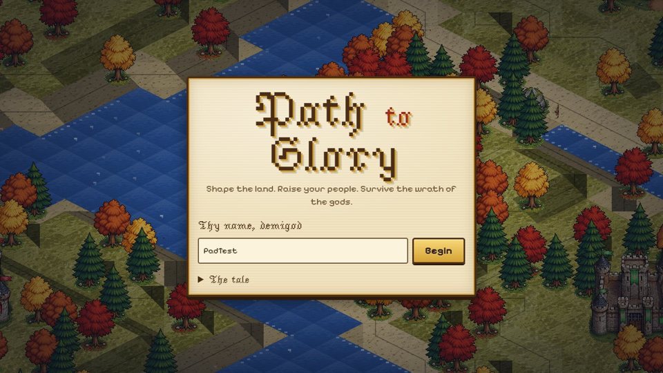 Path To Glory title card over an isometric forest.